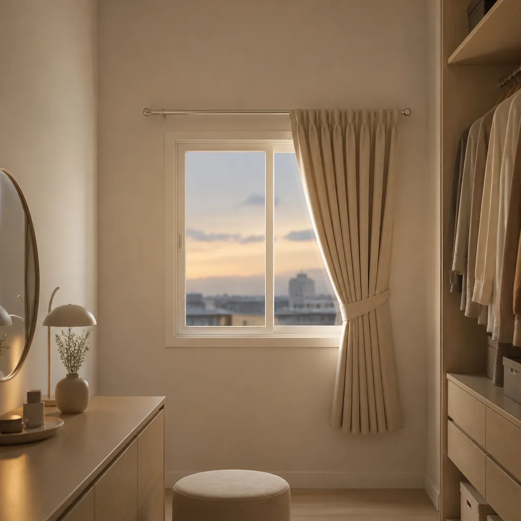 방한커튼 완성된 창가 모습