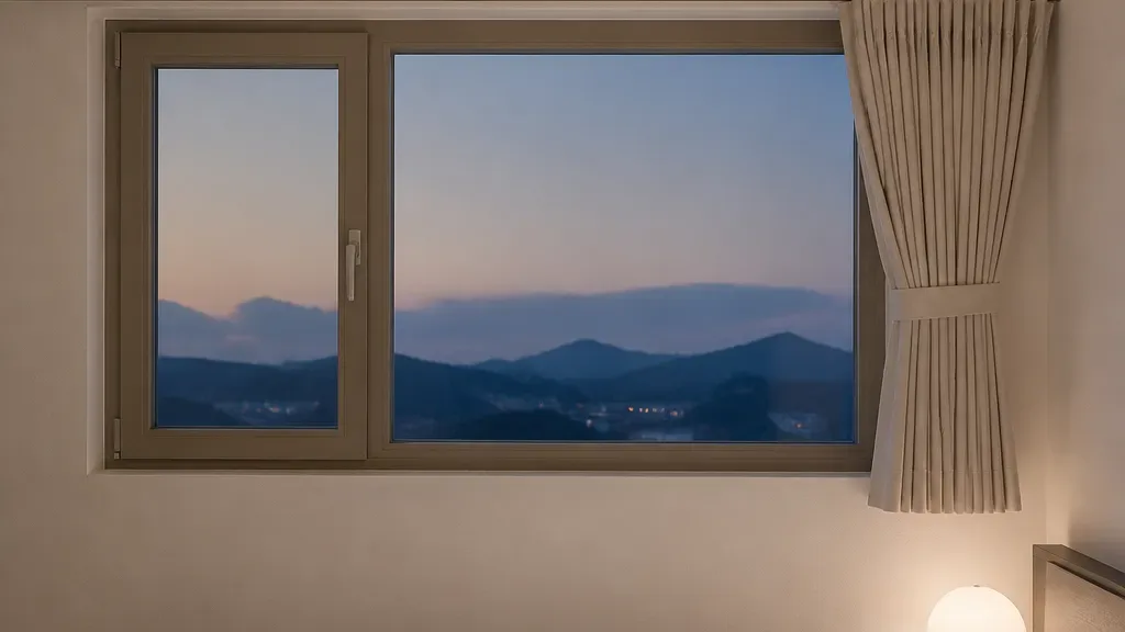 커튼 설치가 필요할 때의 창가 모습