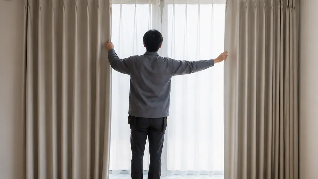커튼 설치가 필요한 창가 예시