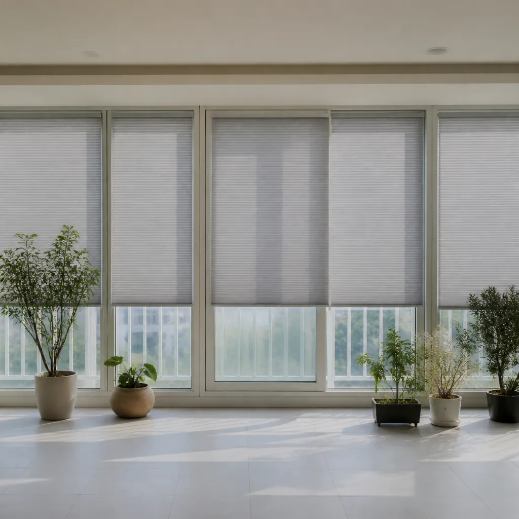 형상기억커튼 완성된 창가 모습