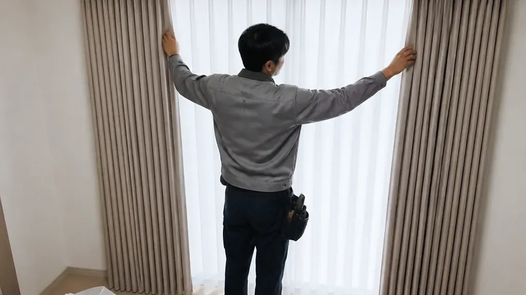 커튼봉 설치가 필요한 창가 예시